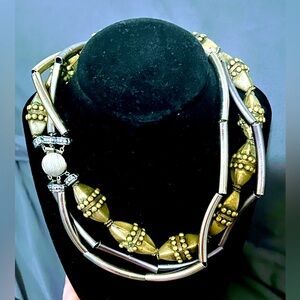 3 layer silver vintage choker necklace